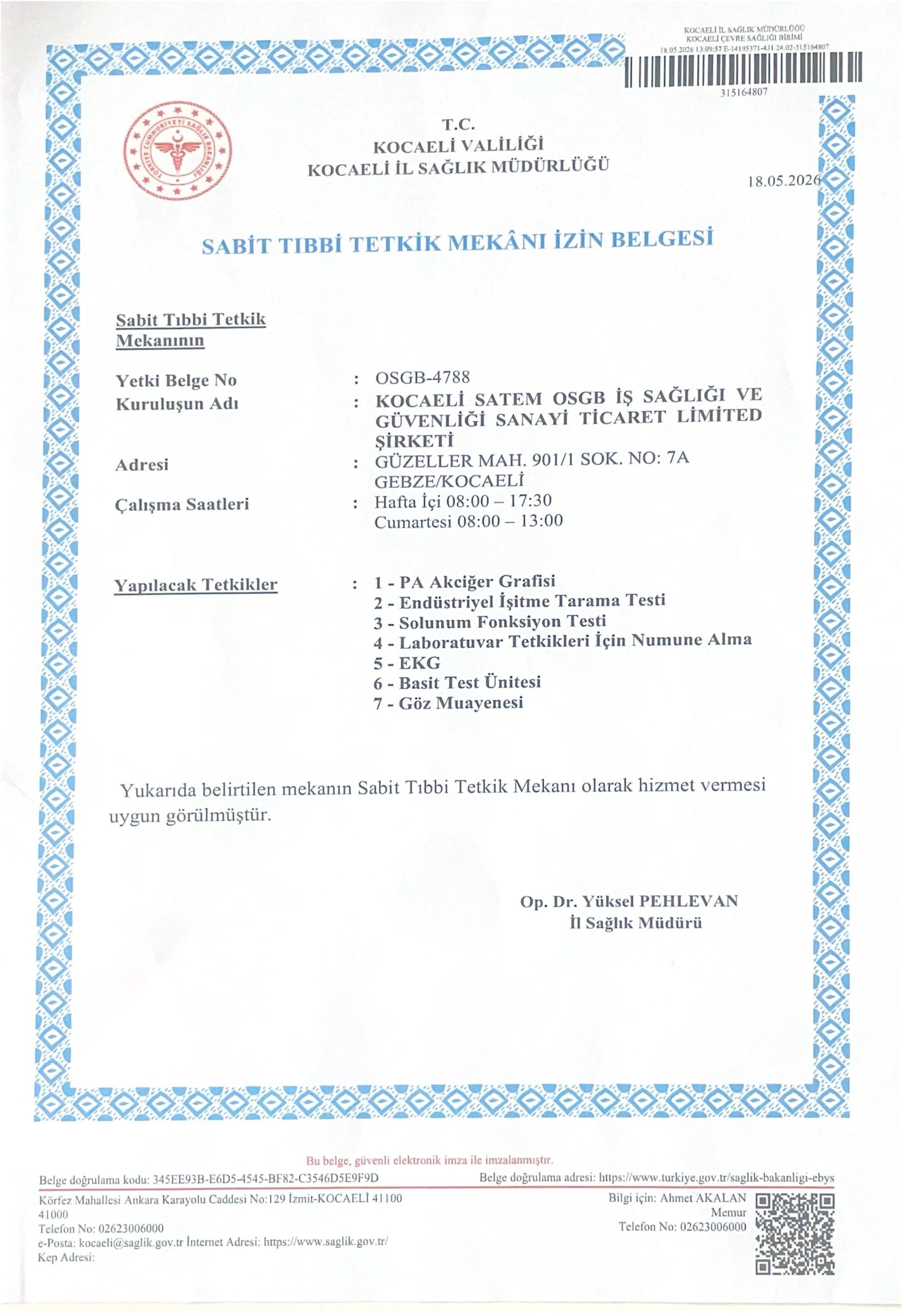 Sarıyer Yetki Belgesi
